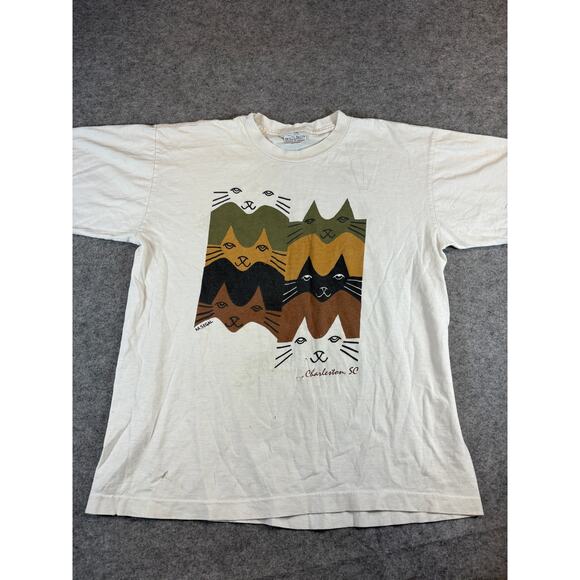 VTG Charleston SC Cat Graphic T-Shirt Mens L Abstract M Segal Art Single Stitch - Picture 1 of 8